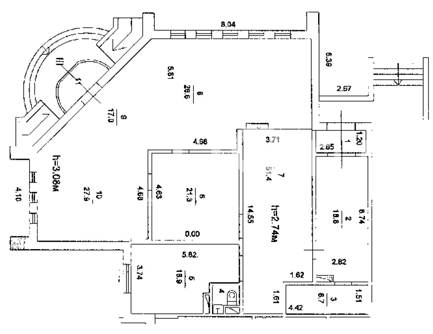 Планировка офиса 199 м², 1 этаж, Жилое здание «Вилиса Лациса ул., 1»